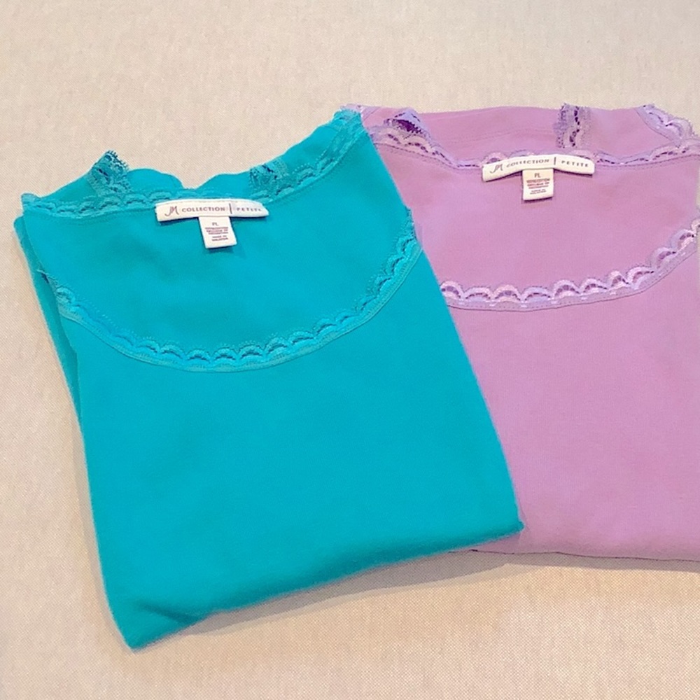 JM Collection - 2 Tank Tops - LP - Jade & Lavender - Women’s - 100% Cotton